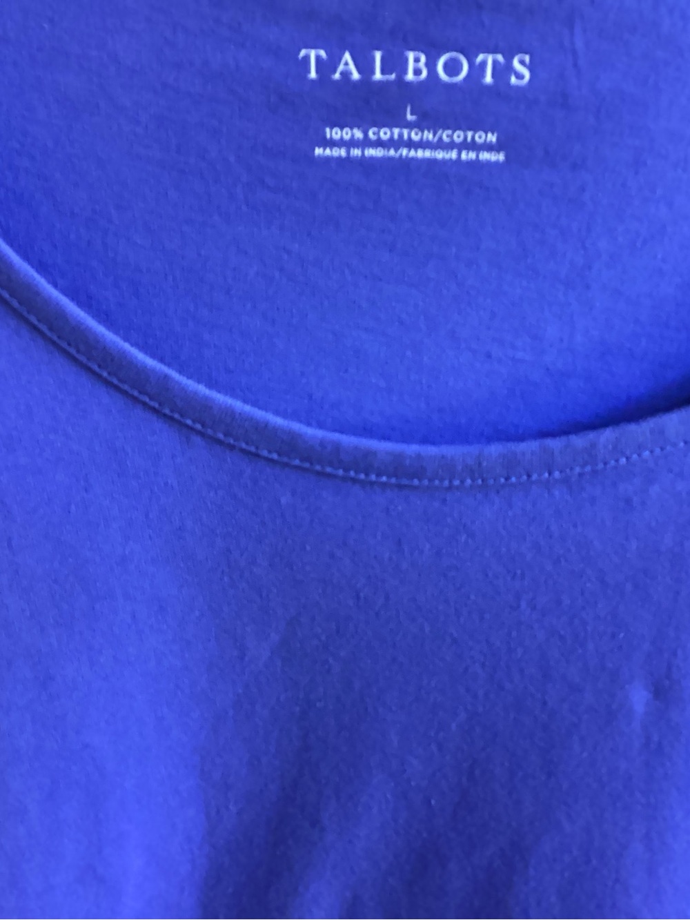Talbots Blue Cotton Eyelet Knit Top NWT Misses size L - Picture 2 of 7